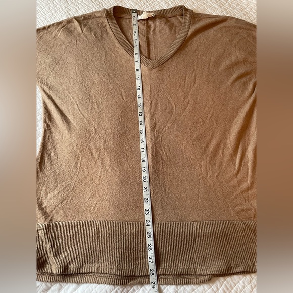 Pink Rose Super Soft V-neck Sweater with Ribbed Accents - Picture 5 of 6